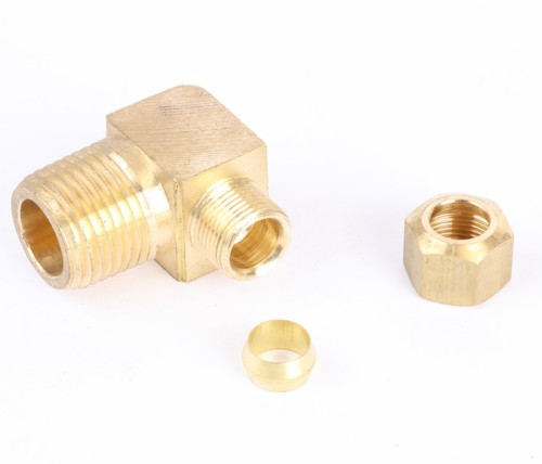Brass Fairview 90° Elbow Tube Fitting, 3/8" Tube OD x 1/2" Male NPT - Picture 3 of 3