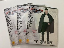 Lot of 3 Rubies Black Satin 45" Costume Cape w/ Collar 16253