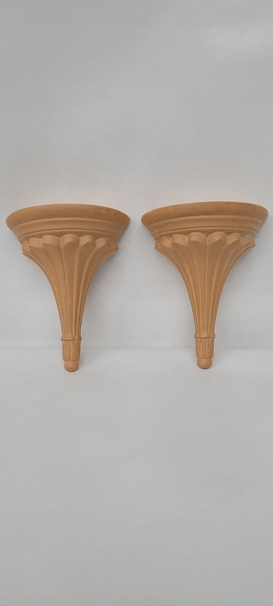 Pair Vintage Clay Wall Sconces Display Shelf Pottery or Terra