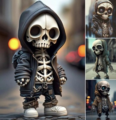 Cool Skeleton Figurines, Unique Personality Mini Skull Resin Figurine