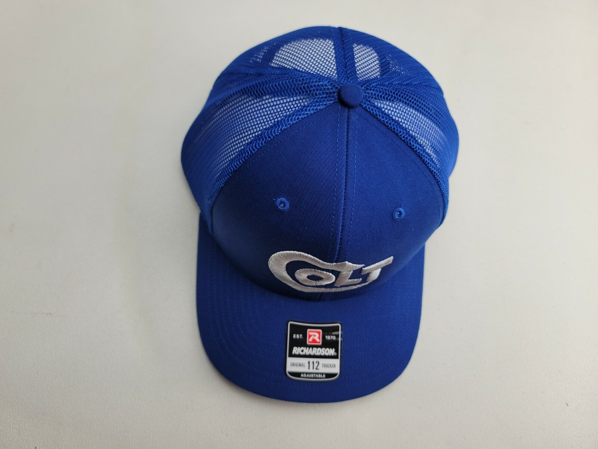★RONRON★ DOT LOGO BALL CAP BLUE Colt Logo Embroidered Richardson 112 Ball Cap Hat Black Blue