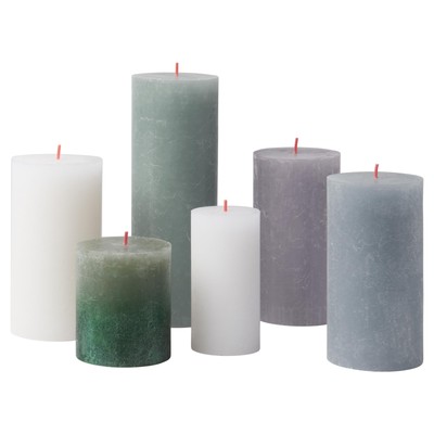 Rustik Stumpenkerzen - Geschenk Set 6 Stück - Nordic Landscape - Dekorative H...