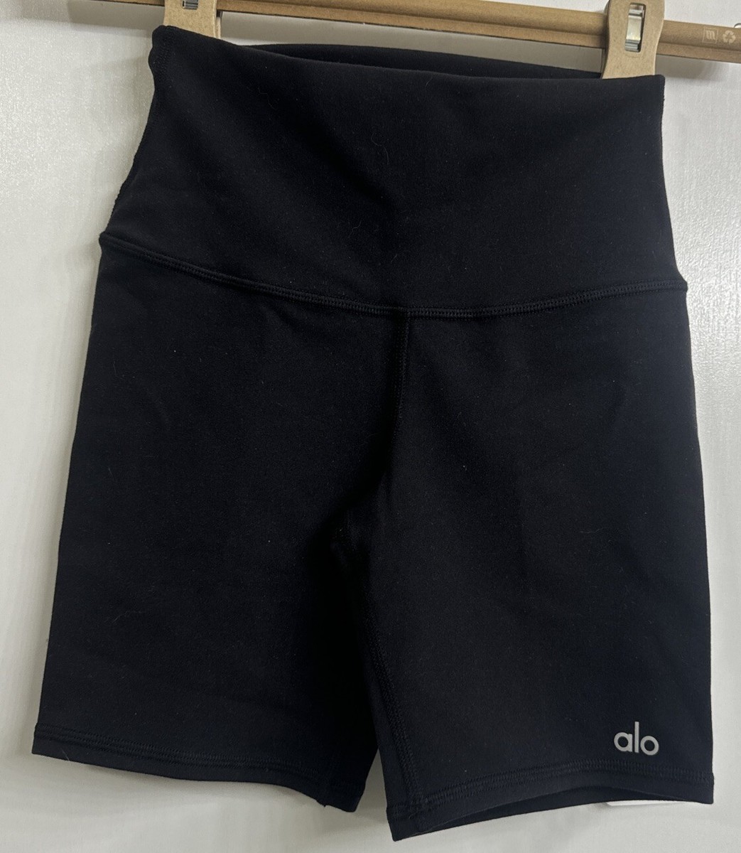 Alo High Waist Biker Shorts Major Moves Black XXS NWT | eBay