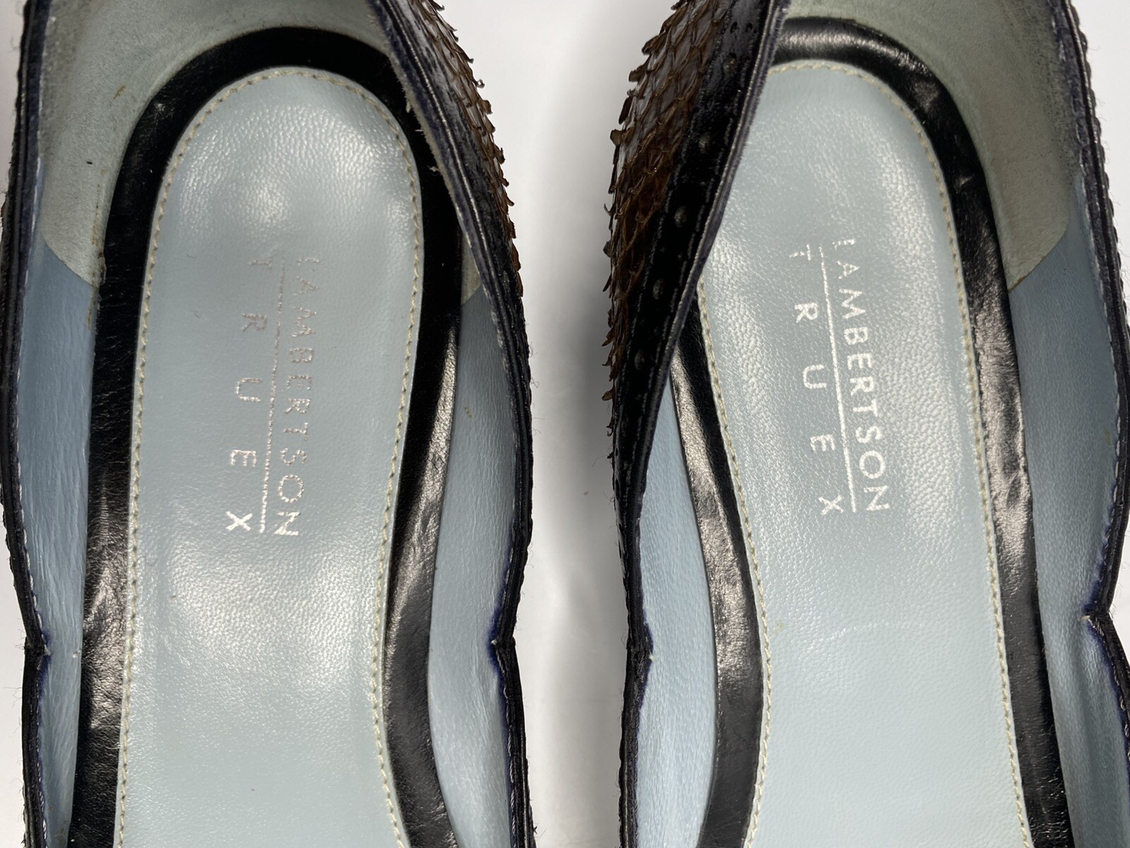 Lamberston Truex Brown Black Python Leather Balle… - image 13