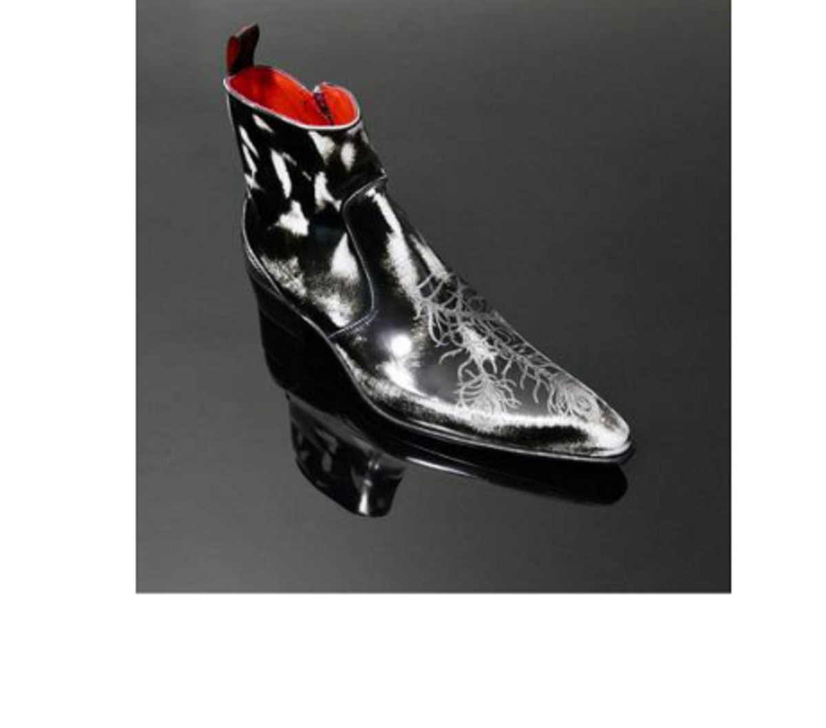 JEFFERY WEST Mens Ziggy 'Boheme' Peacock Feather Zip Black Mix