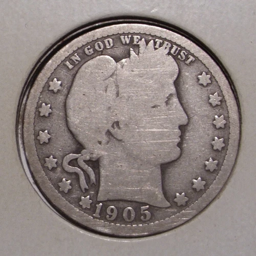1905 Barber Liberty Head Silver Quarter , Good