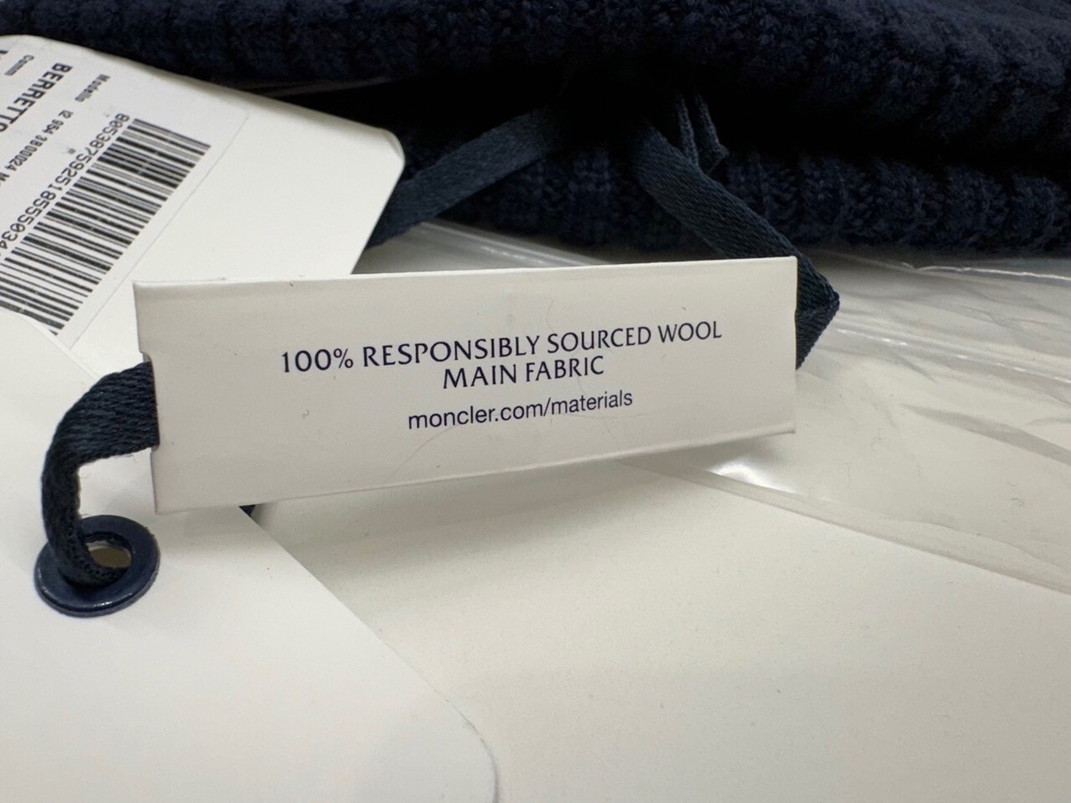 Moncler BERRETTO TRICOT Wool Beanie Ribbed NAVY BLUE SMALL