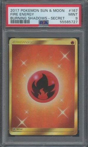 Pokemon TCG Fire Energy 167/147 Sun & Moon Burning Shadows Secret Rare PSA 9