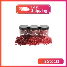 Syedra Crushed Glass for Resin Art, 3-6mm Set of 3,Broken Glass Pieces for Craft