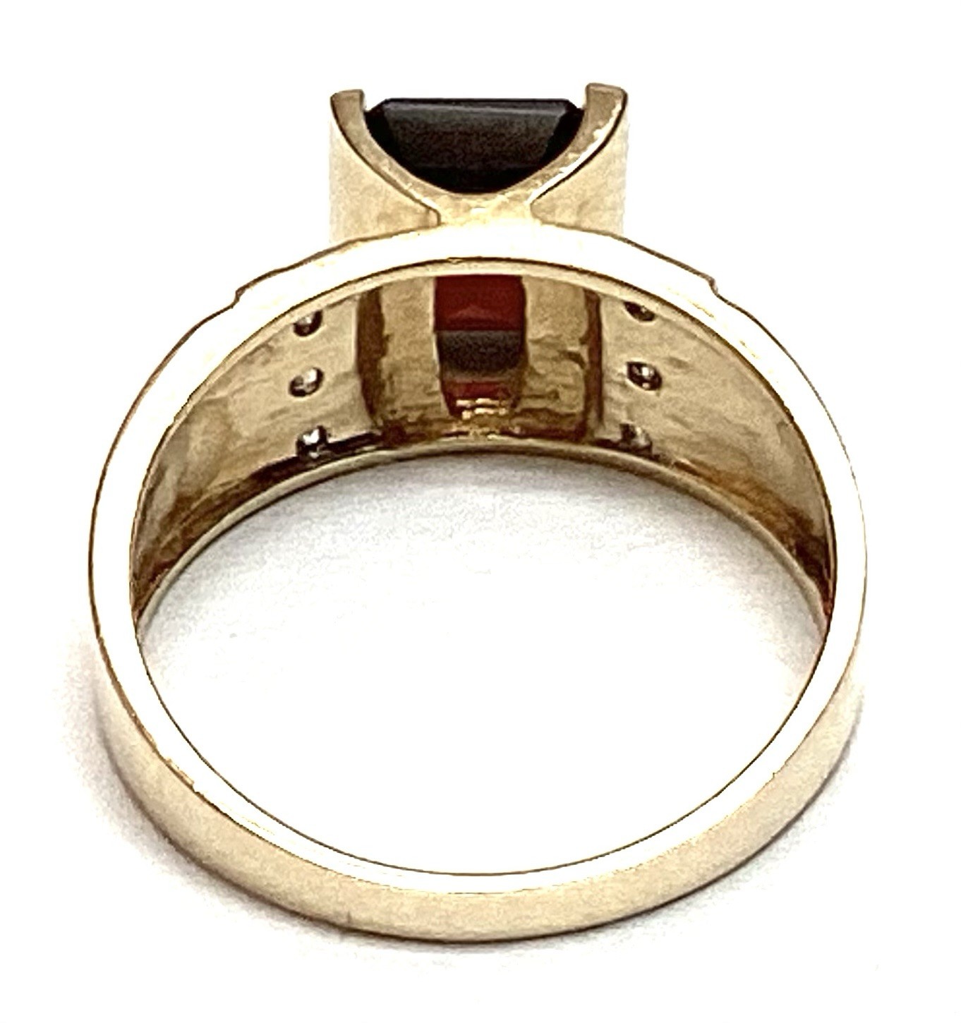 14K Solid Yellow Gold Large Square Garnet & Diamo… - image 5