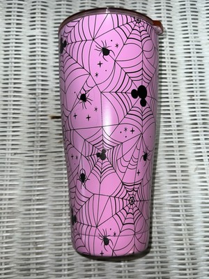 Disney Halloween Pink Mickey Mouse Spiderwebs Stainless Steel Tumbler 2024