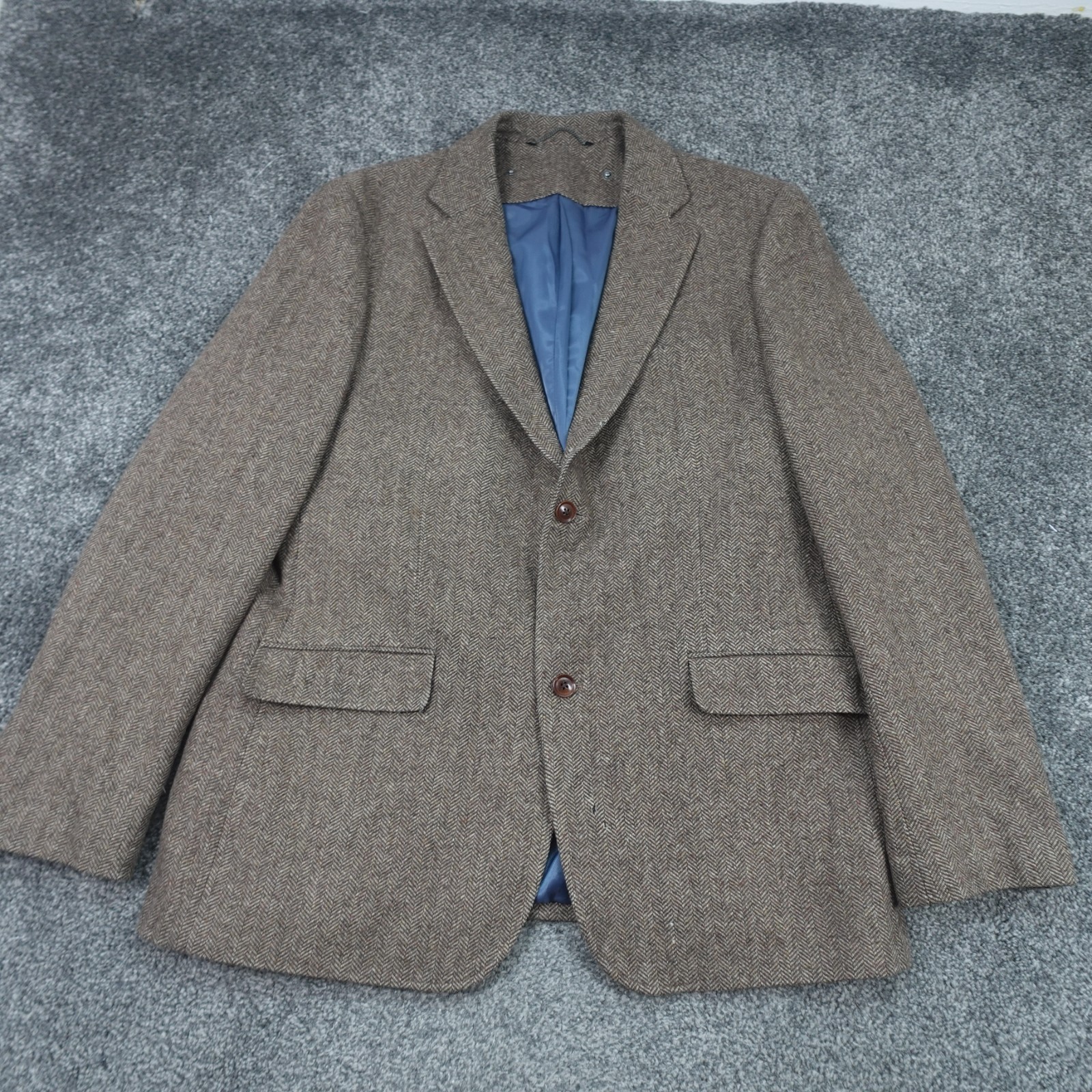 John Lewis Blazer Jacket Herringbone Size XXL 2XL Men's Brown Wool Polyester