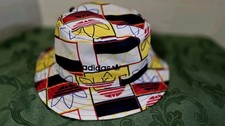 Adidas Multi Color Allover Logo Print Bucket Hat OSFA Polyester