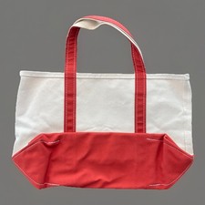 Vintage Ll Bean Boat And Tote Medium Red Orange Canvas Blank Sz 17 Inch