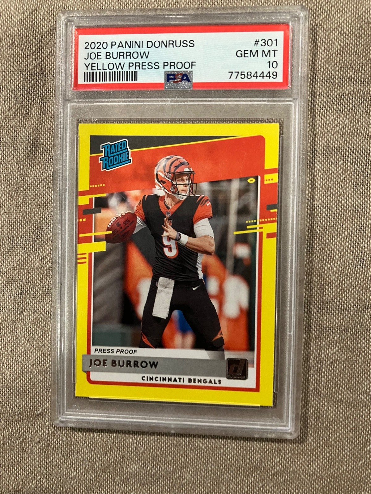 Joe Burrow Panini Donruss #301 Press Proof Yellow