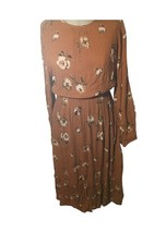 Bohme Prairie Core Peasant Core Long Maxi Dress Flowered Long Sleeve
