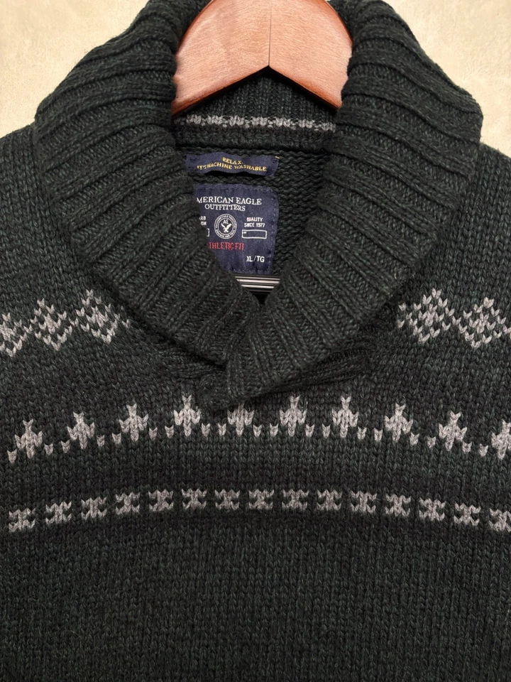 Suéter American Eagle Para Hombres Fair Isle Verde Bosque XL o L Vacaciones de Navidad Foto 2 de 4
