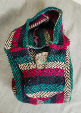 Baja Joe Unisex Woven Surf Poncho Rasta Hippie Sweater/Hoodie Size Medium M 