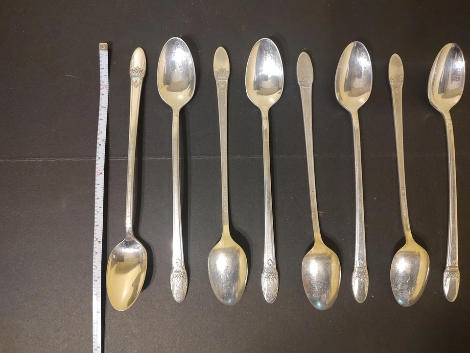 Cucharaditas de mango largo (8) First Love Rogers 1847 (8) enchapado en plata  Foto 3 de 4