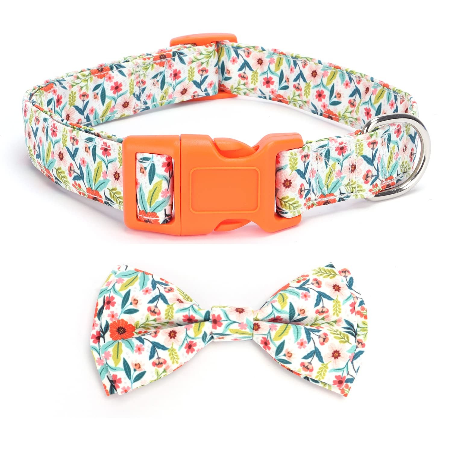 Collier chien nœud papillon amovible réglable et anti-irritation en tissu respirant Rose