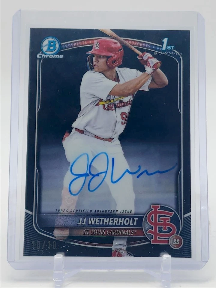 JJ WETHERHOLT 2025 BOWMAN CHROME SAPPHIRE 1ST BLACK ON CARD AUTO 10/10 Q3646