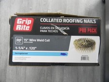 NEW 5400 Grip-Rite 1-1/4 in. x 0.120 15 Collated Coil Roofing Nails 45 Coils
