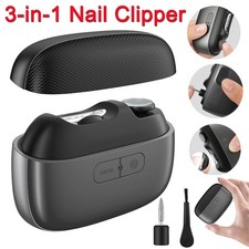 3-in-1 Safety Electric Nail Clipper Automatic Nail Trimmer 2 Speed w/ LED Light