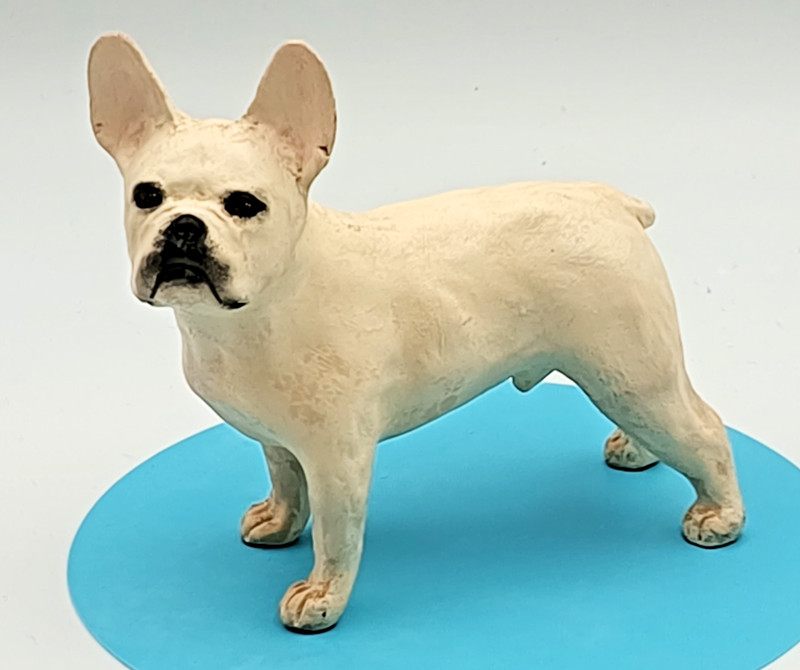 Beautiful 4 1/2" T~OOAK Ceramic Cream French Bulldog Dog Figurine