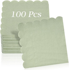 100 Pcs Cocktail Napkins, 2-Ply 5 X 5 Inches Disposable Scalloped Napkins, Thick