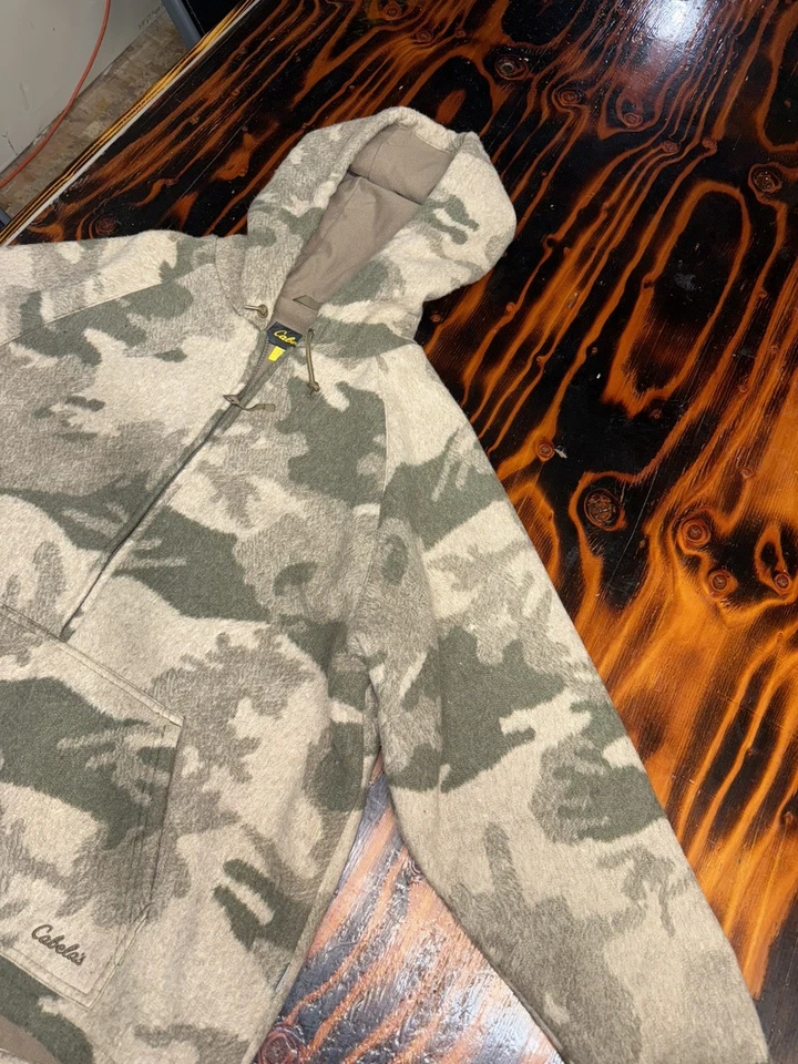 Cabela's Wooltimate WindShear Hooded Pullover Jacket Outfitter Camo Large - Image 4 of 4