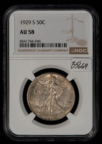 1929-S 50c Walking Liberty Silver Half Dollar - Flashy PQ - NGC AU 58 - B5669