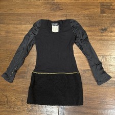 Vintage Chanel 1994 A Boucle, Silk & Angora Mini Dress With Gold Chain Size 36