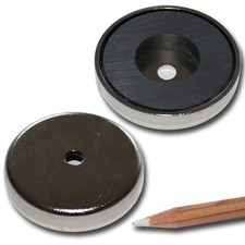 10 HARTFERRIT FLACHGREIFER D50x10 mm FERRIT TOPF MAGNET SYSTEM BOHRUNG 18 KG