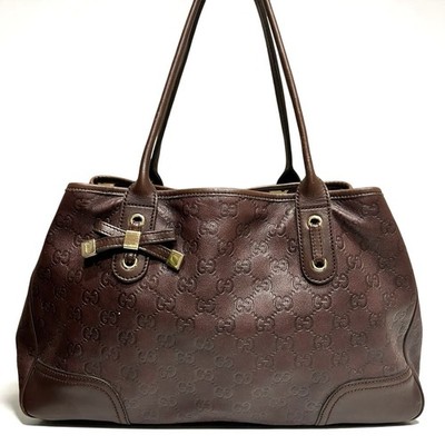 GUCCI Princy  Shoulder Bag  Tote Bag  Leather Brown Auth