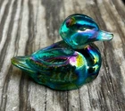 Vintage Fenton iridescent glass duck figurine