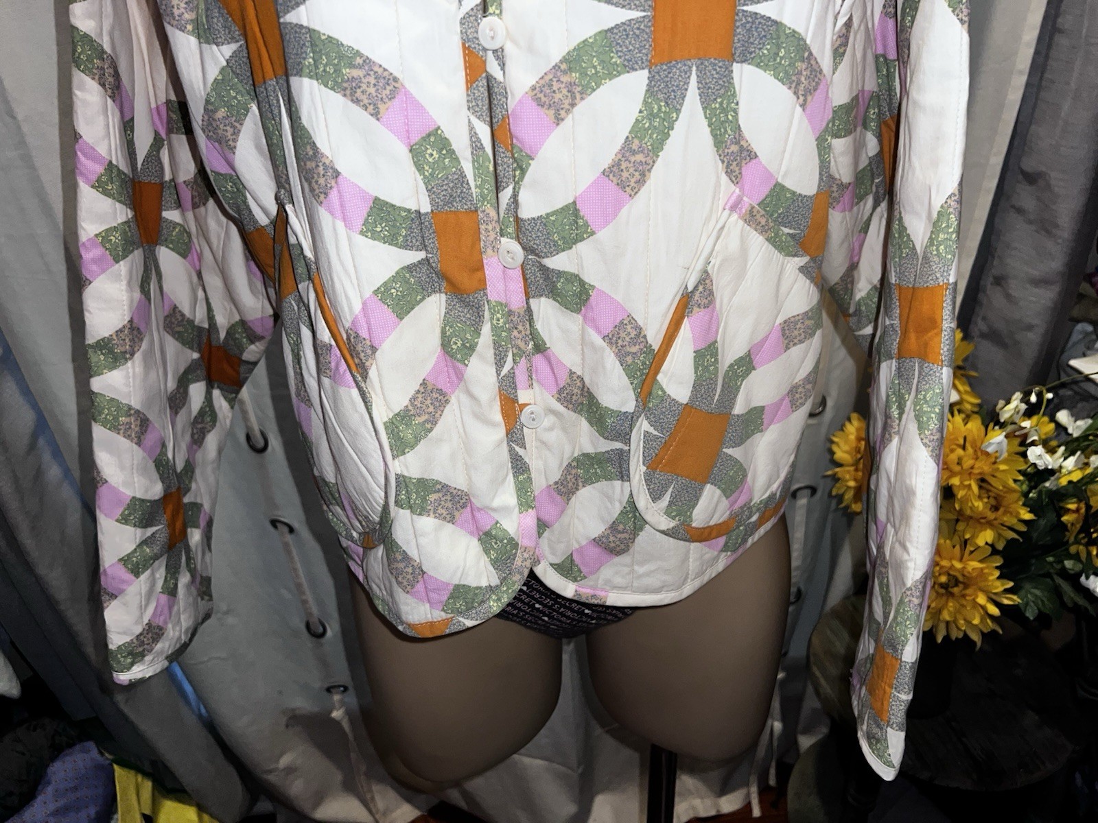 Patchwork Quilted Double Wedding Jacket Size M - image 3