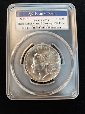 アメリカ リバティ銀貨2019年　 PCGS MS70 2019-P 2.5 Oz American Liberty Silver Medal High Relief Matte PCGS