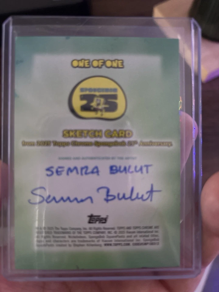 2025 Topps Chrome SpongeBob 25th Anniversary 1/1 Sketch Card Semra Bulut - Image 2 of 2