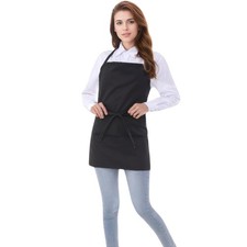 Short Cotton Aprons for Women with 3 Pockets, Chef Apron for Unisex,Waitress ...