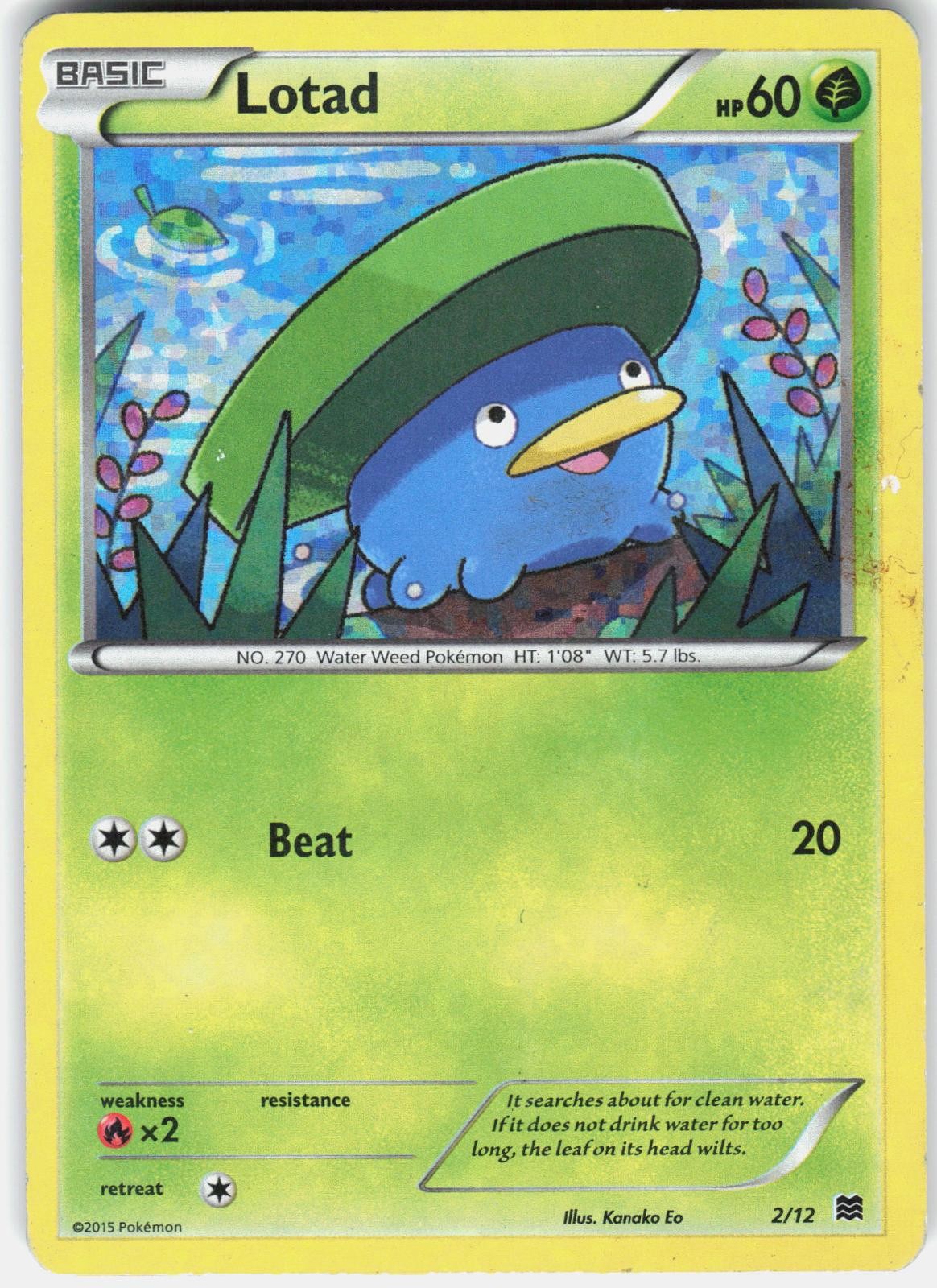 Pokemon Lotad 002/012 Holo Promo McDonald's Promos 2015 Pokemon Lightly Played
