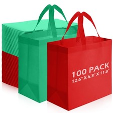 Reginary 100 PCS Reusable Totes Bags - Non Woven Grocery Handle Bags for Shop