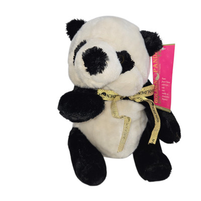 Creative Mark Golden Panda Plush Stuffed Animal Black White 9 Inch