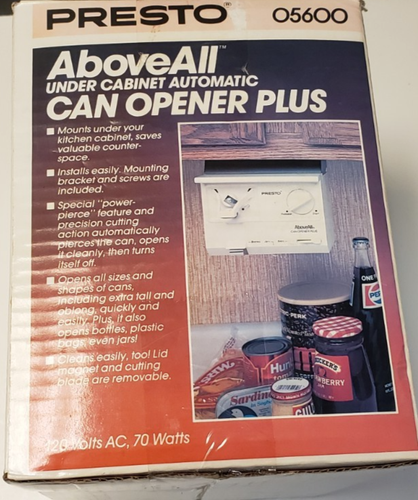 New Presto Above All Under Cabinet Automatic Can Opener Plus 05600White Opn Box - Picture 2 of 18