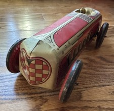 Antique Louis Marx Tin Litho Mechanical Windup Boattail Speed Racer Race Car Toy
