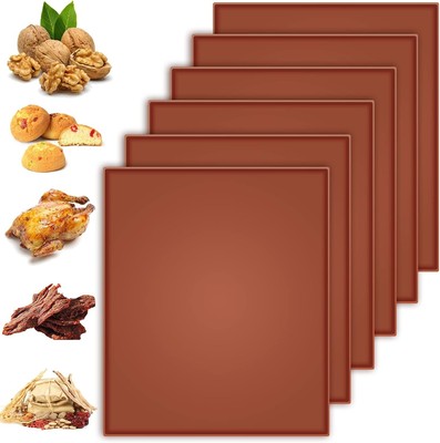 6PCS Silicone Dehydrator Sheets with Edge, Anglecai 12.2''L x 10.2''W, Brown 