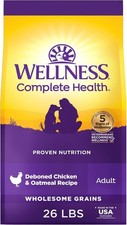 26 LBS Wellness Health Dry Dog Food, Wholesome Grains, Natural,Chicken & Oatmeal 2.84 per pound