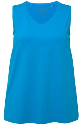 Ulla Popken große Größen Shirt 42+ saphirblau Top A Linie V Ausschnitt ärmellos
