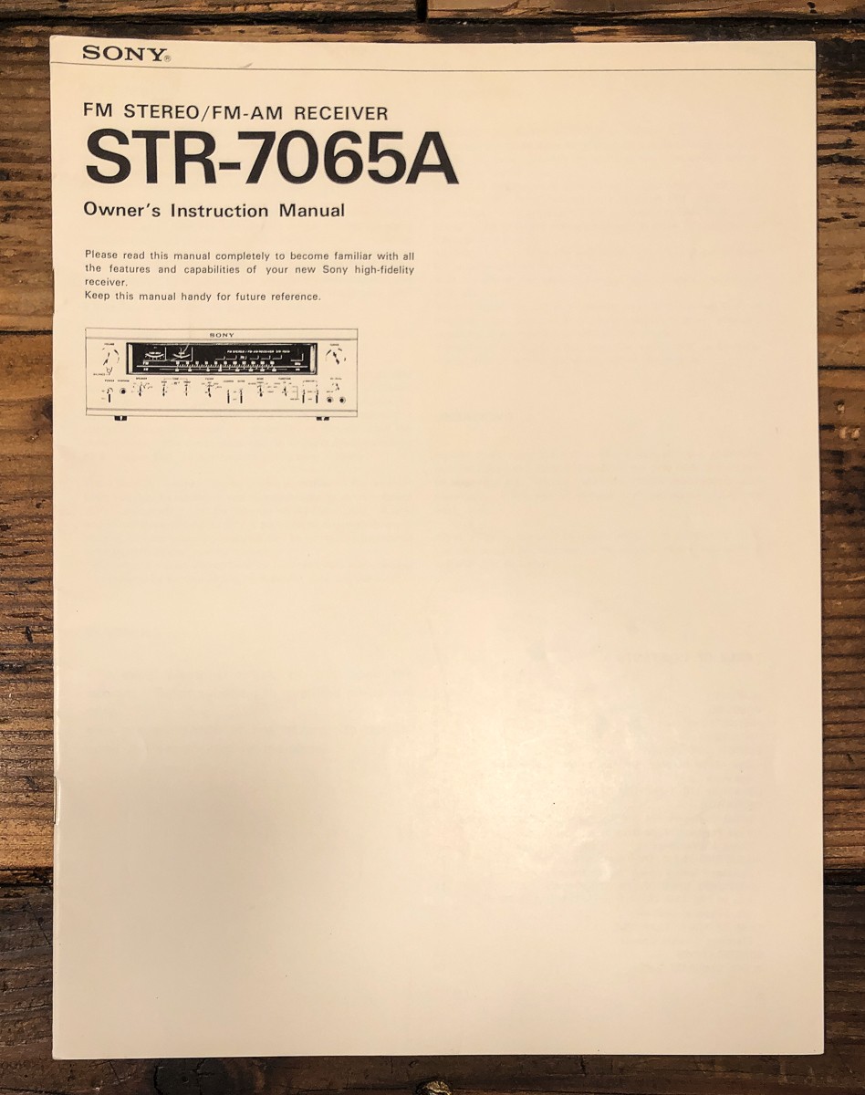 Sony STR-7065A STR-7065 A Receiver Owners / User Manual *Original*