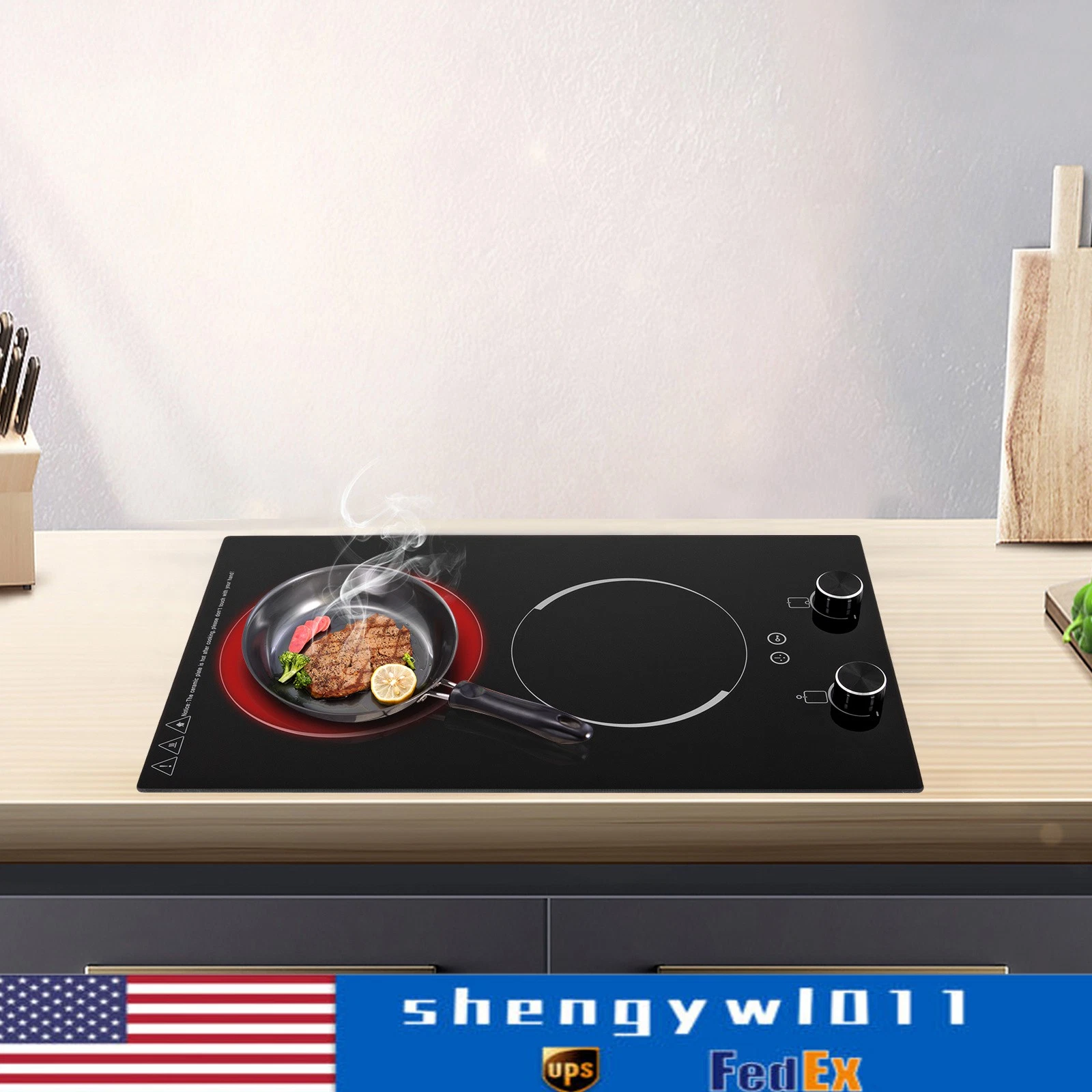 2-Burner Electric Induction Cooktop Stove Top Touch Control Child Lock 110V New