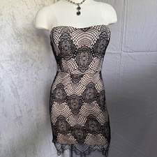 Windsor Womens Dress Small Strapless Black Lace Overlay Mini Party Cocktail HOCO